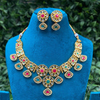 Amoliya Jewels Ethnic Pota Stone And Kundan Stone Necklace Set