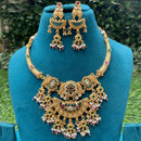Amoliya Jewels Traditional Pota Stone And Pearl Necklace Set
