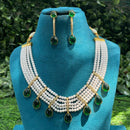 Amoliya Jewels Traditional Pota Stone And Pearl Necklace Set