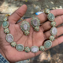 Amoliya Jewels Traditional Pota Stone And Austrian Stone Necklace Set