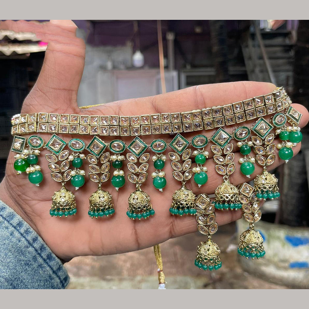 Amoliya Jewels Trendy Crystal Stone And Beads Designer Choker Necklace Set