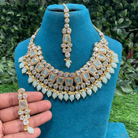 Amoliya Jewels Traditional Pota Stone And Austrian Stone Beads Necklace Set