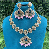 Amoliya Jewels Trendy Crystal Stone And Pearl Designer Necklace Set