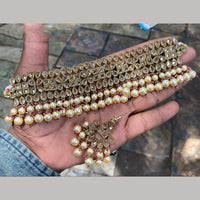 Amoliya Jewels Trendy Crystal Stone And Beads Designer Choker Necklace Set