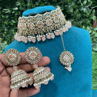 Amoliya Jewels Trendy Crystal Stone And Beads Designer Choker Necklace Set