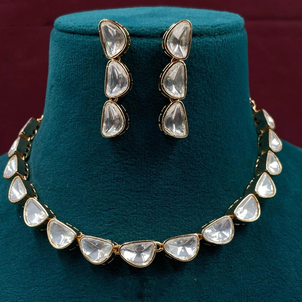 Amoliya Jewels Party Wear Polki Kundan Stone And Pearl Choker Necklace Set