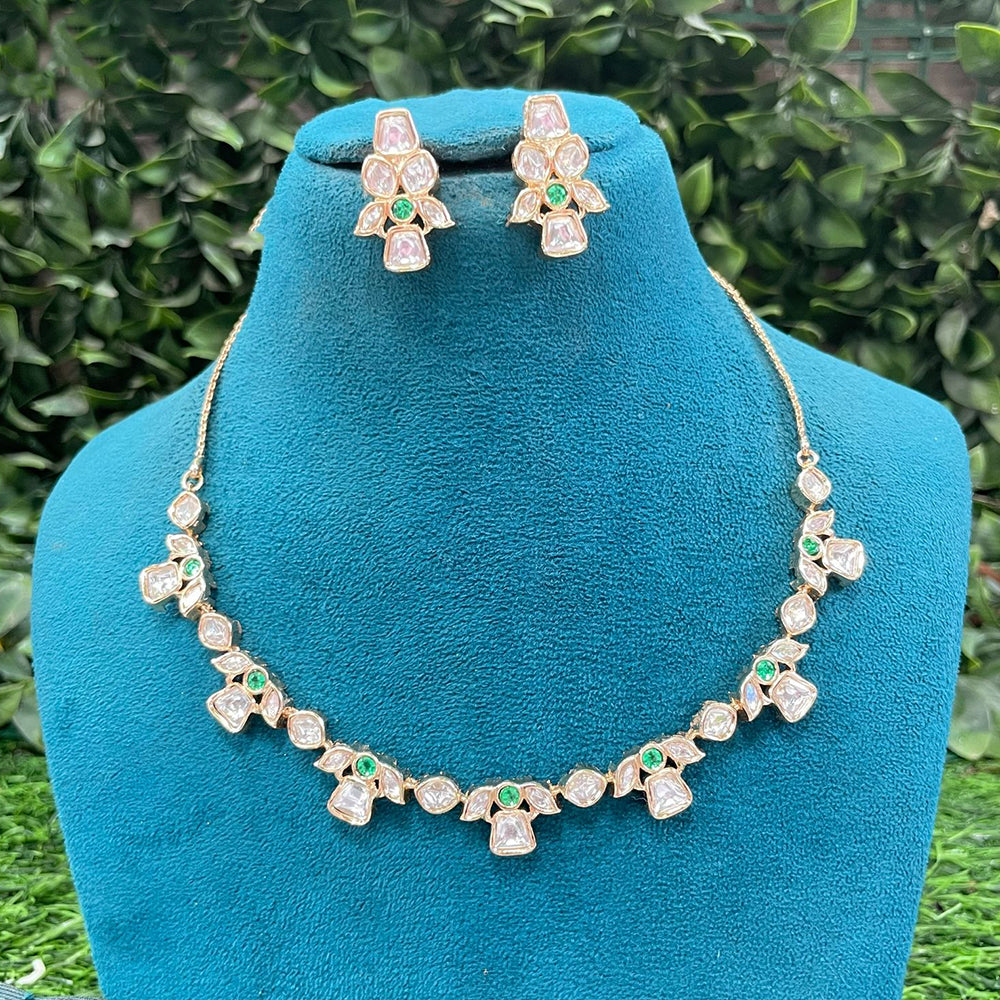 Amoliya Jewels Party Wear Polki Kundan Stone Necklace Set
