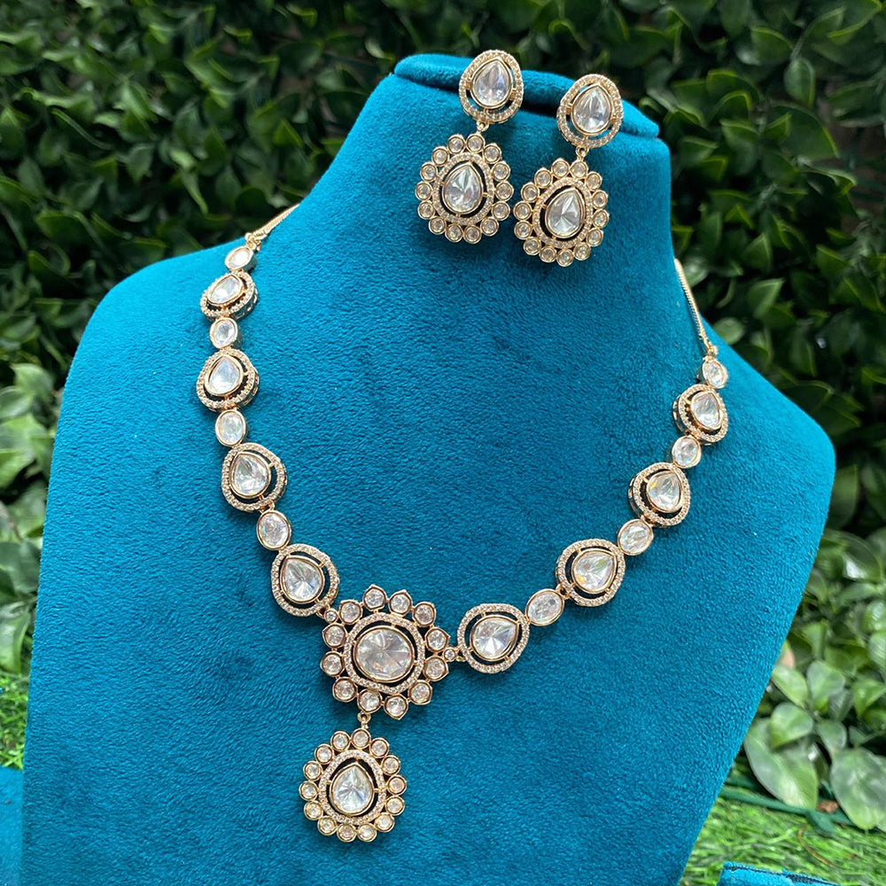 Amoliya Jewels Party Wear Polki Kundan Stone Necklace Set