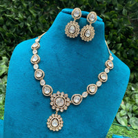 Amoliya Jewels Party Wear Polki Kundan Stone Necklace Set 