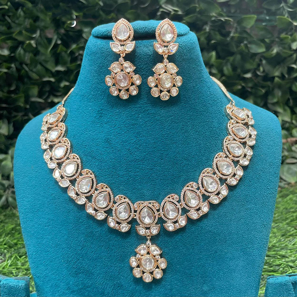 Amoliya Jewels Party Wear Polki Kundan Stone Necklace Set