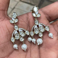Amoliya Jewels Elegant Polki Kundan Stone Ethnic And Dangler Earrings