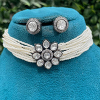 Amoliya Jewels Traditional Polki Kundan And Pearl Choker Necklace Set For Women