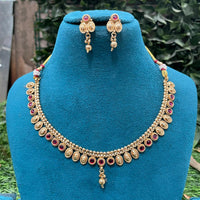 Amoliya Jewels Royal Pota Stone And Beads Designer Necklace Set