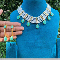 Amoliya Jewels Royal Pota Stone And Pearl Designer Necklace Set