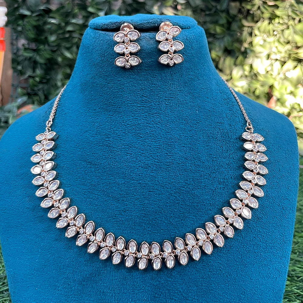 Amoliya Jewels Classic Polki Kundan Stone Necklace Set For Women