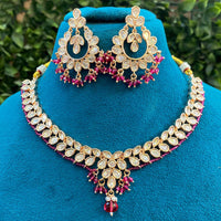 Amoliya Jewels Classic Polki Kundan Stone And Pearl Necklace Set For Women
