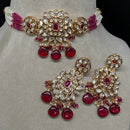 Amoliya Jewels Classic Polki Kundan Stone And Pearl Choker Necklace Set