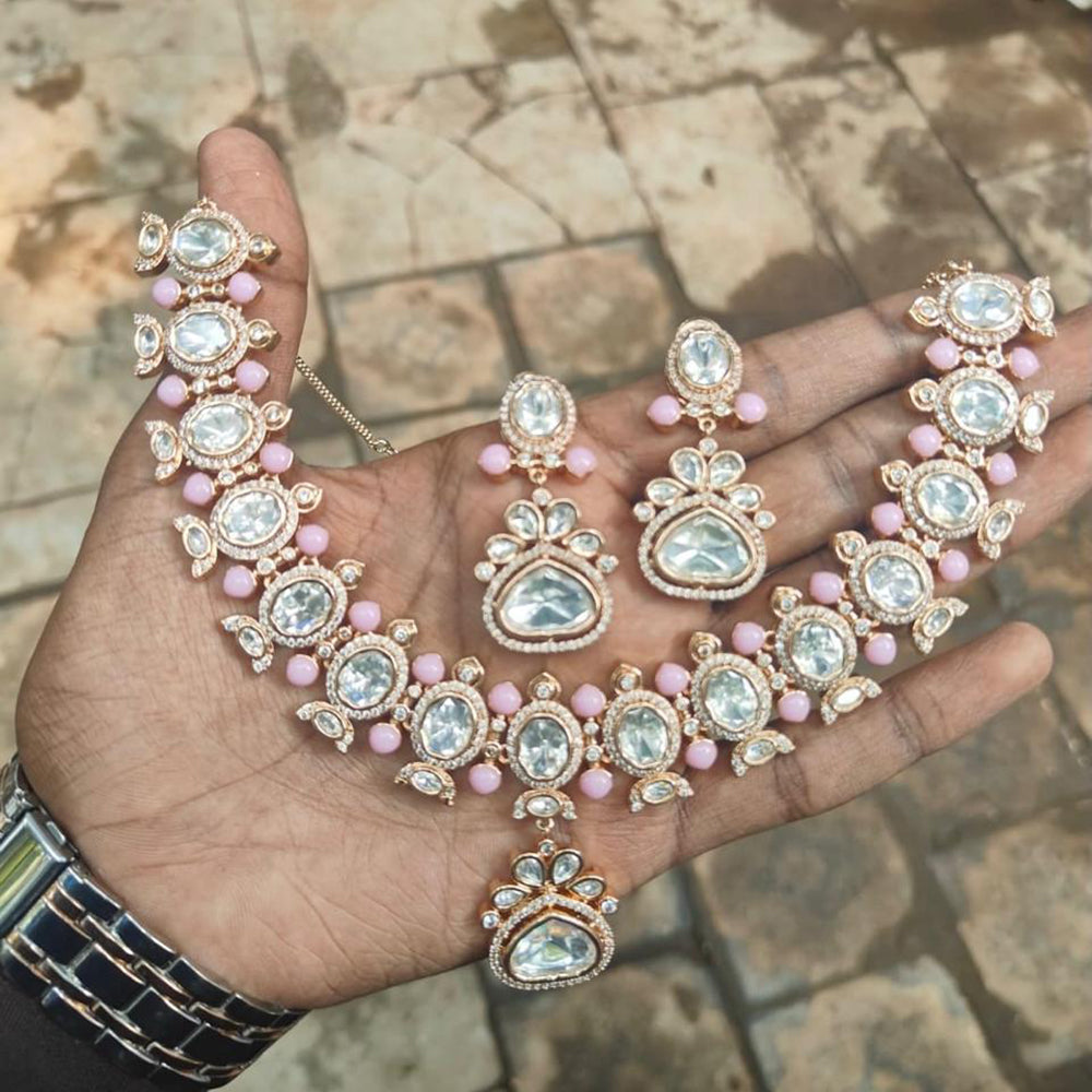 Amoliya Jewels Classic Polki Kundan Stone Necklace Set For Women