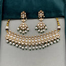 Amoliya Jewels Classic Polki Kundan Stone And Pearl Choker Necklace Set