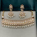 Amoliya Jewels Classic Polki Kundan Stone And Pearl Choker Necklace Set