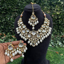 Amoliya Jewels Classic Polki Kundan Stone And Pearl Necklace Set For Women
