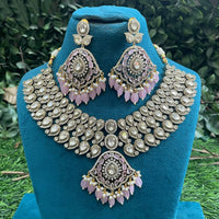 Amoliya Jewels Classic Polki Kundan Stone And Pearl Necklace Set For Women