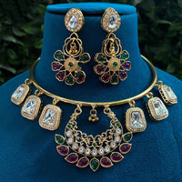 Amoliya Jewels Statement Kundan Stone Choker Necklace Set for Women
