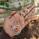 Amoliya Jewels Polki Kundan Stone And Pearl Chain Pendant Set