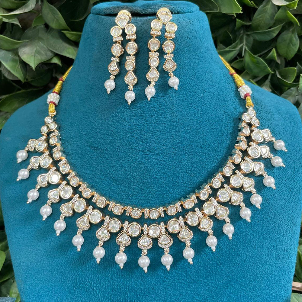 Amoliya Jewels Classic Polki Kundan Stone Choker Necklace Set