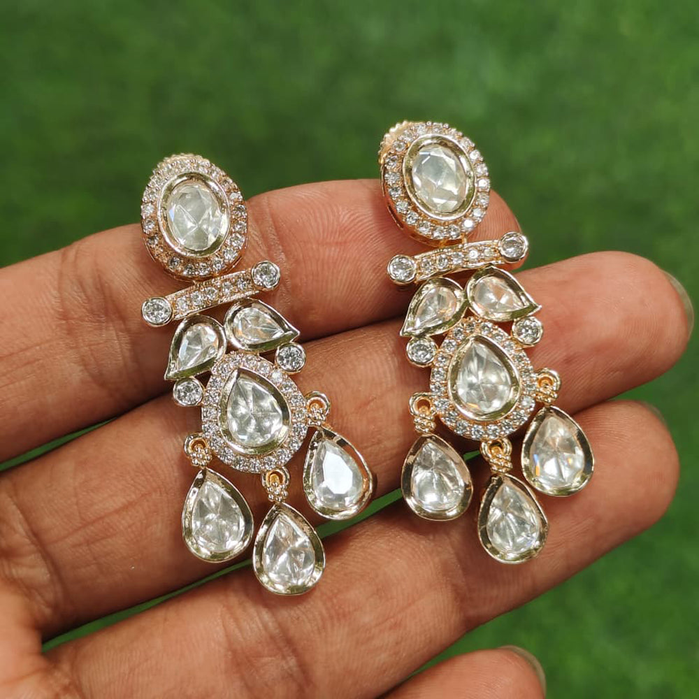 Amoliya Jewels Designer Polki Kundan Stone Dangler Earrings