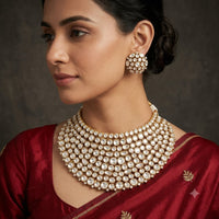 Amoliya Jewels Classic Polki Kundan Stone Choker Necklace Set