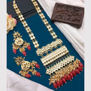 5G Jewellery Gold Plated Kundan Stone And Beads Long Necklace Set
