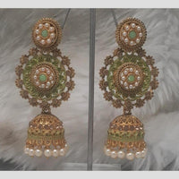 Infinity Jewels Gold Plated Crystal Stone And Meenakari Jhumki Earrings