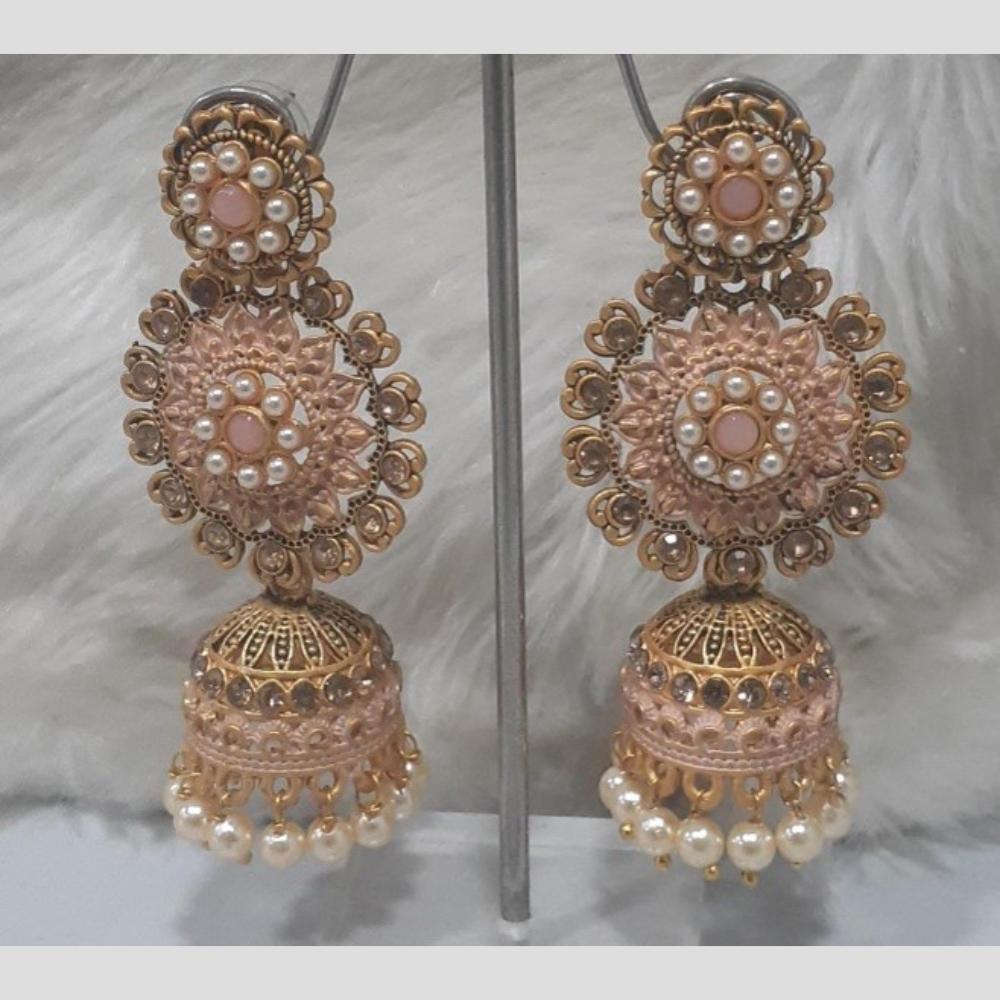 Infinity Jewels Gold Plated Crystal Stone And Meenakari Jhumki Earrings