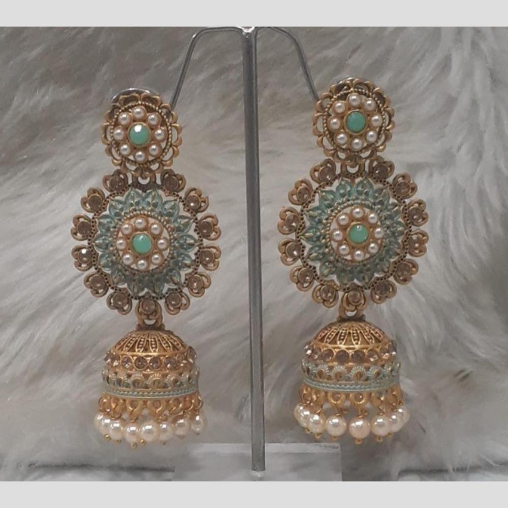 Infinity Jewels Gold Plated Crystal Stone And Meenakari Jhumki Earrings