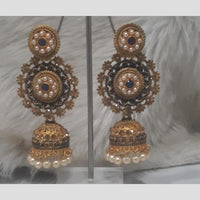 Infinity Jewels Gold Plated Crystal Stone And Meenakari Jhumki Earrings