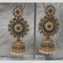 Infinity Jewels Gold Plated Crystal Stone And Meenakari Jhumki Earrings