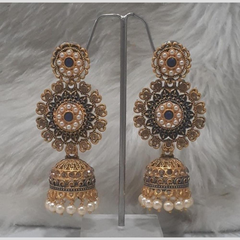 Infinity Jewels Gold Plated Crystal Stone And Meenakari Jhumki Earrings