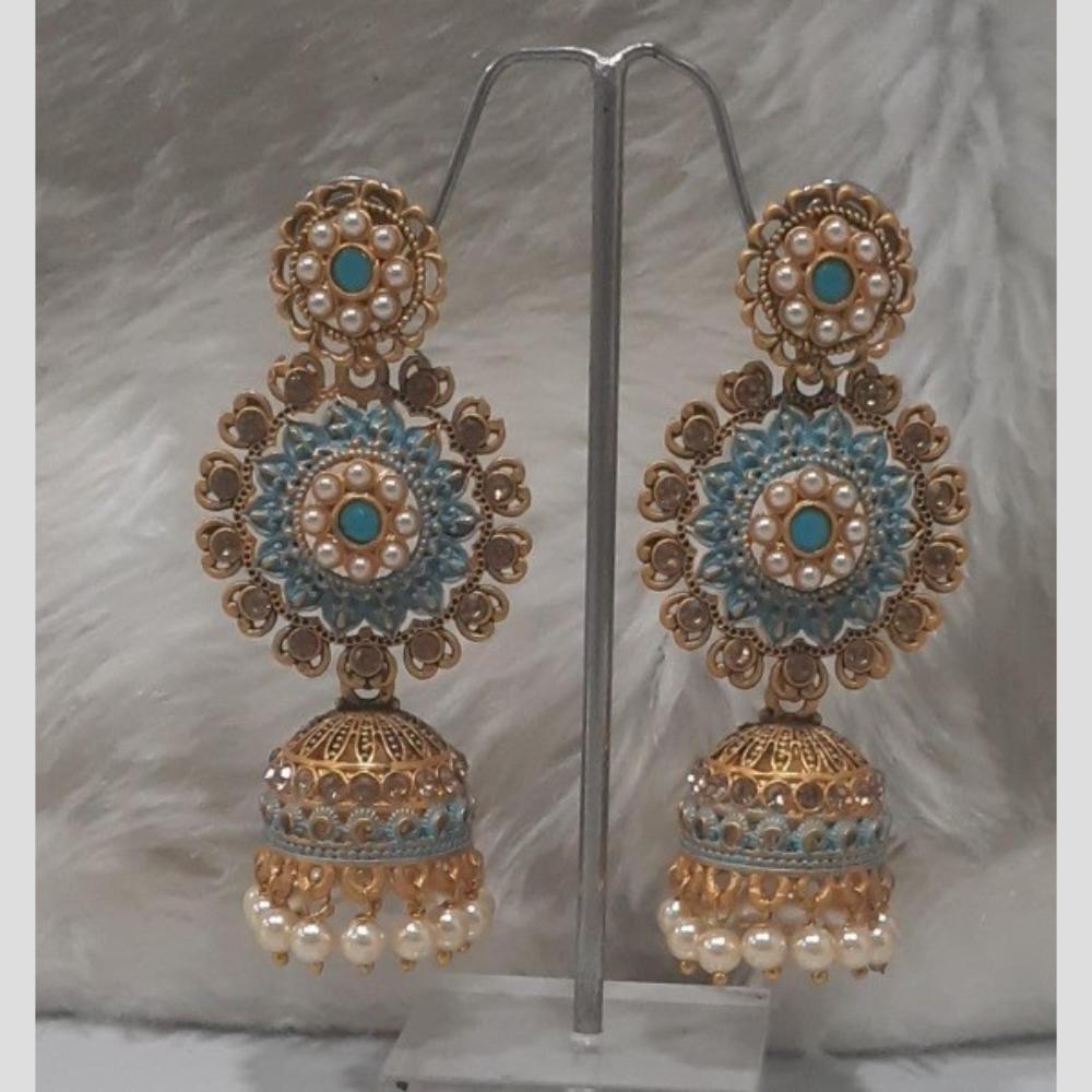 Infinity Jewels Gold Plated Crystal Stone And Meenakari Jhumki Earrings