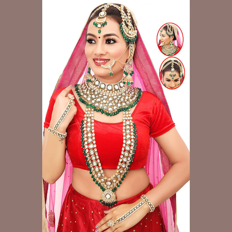 The Fashion Jewels Gold Plated Kundan Bridal Set