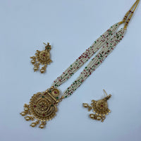 The Fashion Jewels Gold Plated Pota Stone And Pearl Long Necklace Set