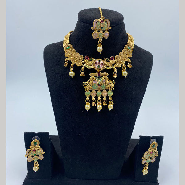 The Fashion Jewels Gold Plated Pota Stone And Beads Necklace Set