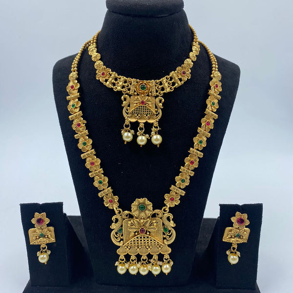 The Fashion Jewels Gold Plated Pota Stone And Beads Necklace Combo