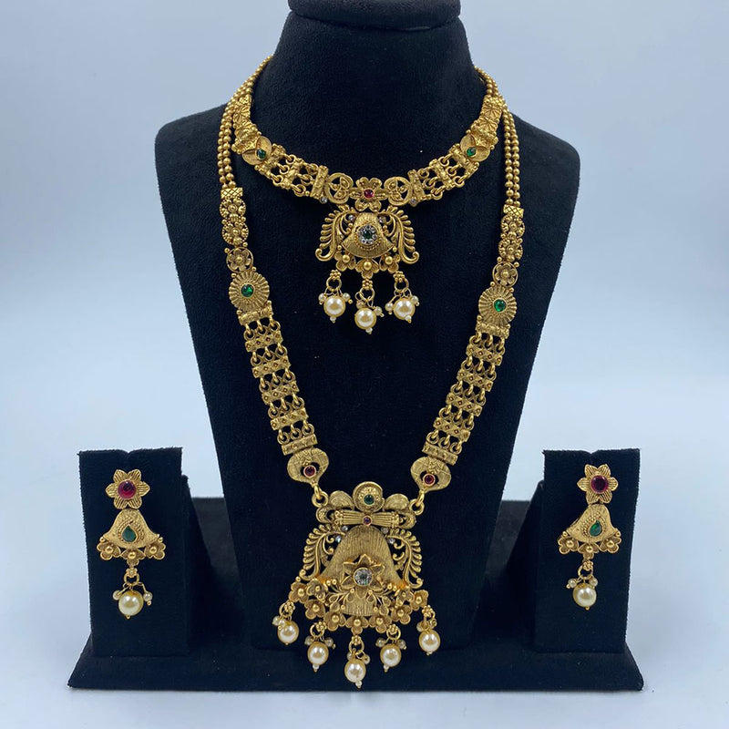 The Fashion Jewels Gold Plated Pota Stone And Beads Necklace Combo