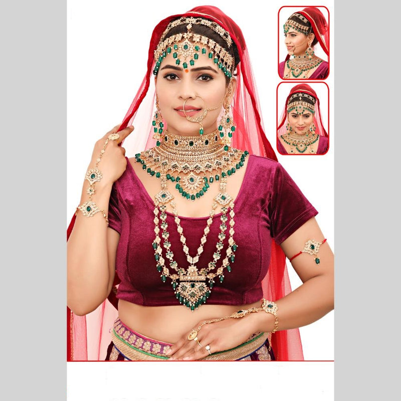 The Fashion Jewels Gold Plated Pota Stone And Beads Bridal Set