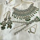 The Fashion Jewels Elegant Kundan Stone And Pearl Semi Bridal Necklace Set
