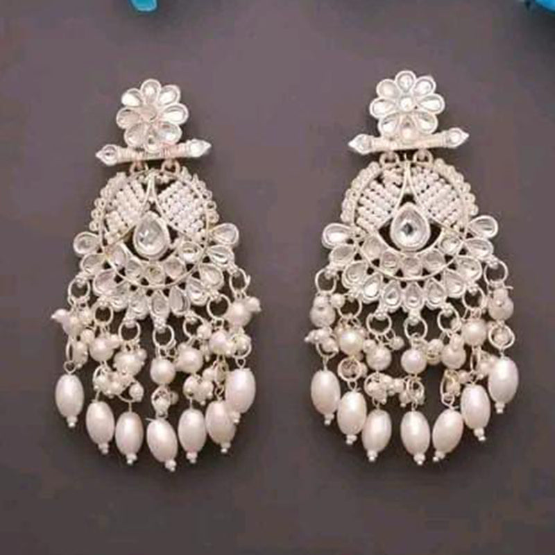 Trilok Jewel Gold Plated Pearl And Kundan Stone Dangler Earrings