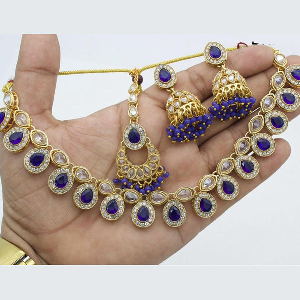 Anjali Jewellery Gold Plated Crystal Stone And Beads Choker Necklace Set