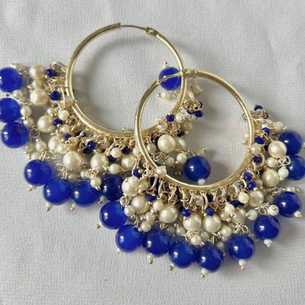 Anjali Jewellery Gold Plated Beads And Pearl Hoop Earrings