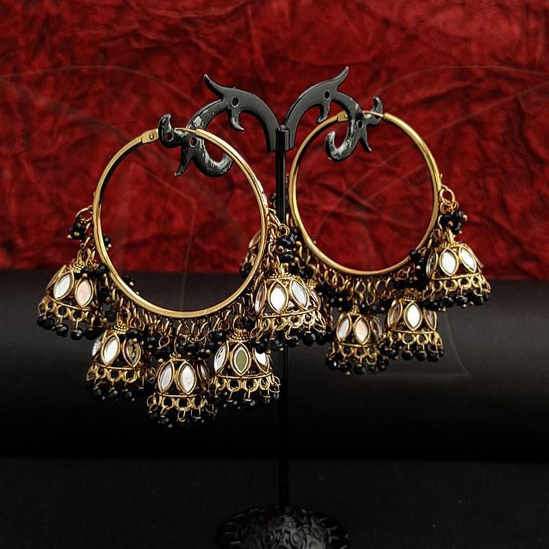 Anjali Jewellery Gold Plated Mirror And Beads Jhumki Earrings